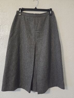 Classic Gray A-Line Midi Skirt - Vintage